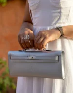 Hermès Kelly Cut Argent Chevre Chamkilight PHW - Image 13