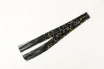 Hermes Red Berries leather fringes Twilly Noir / Beige Doré / Orange